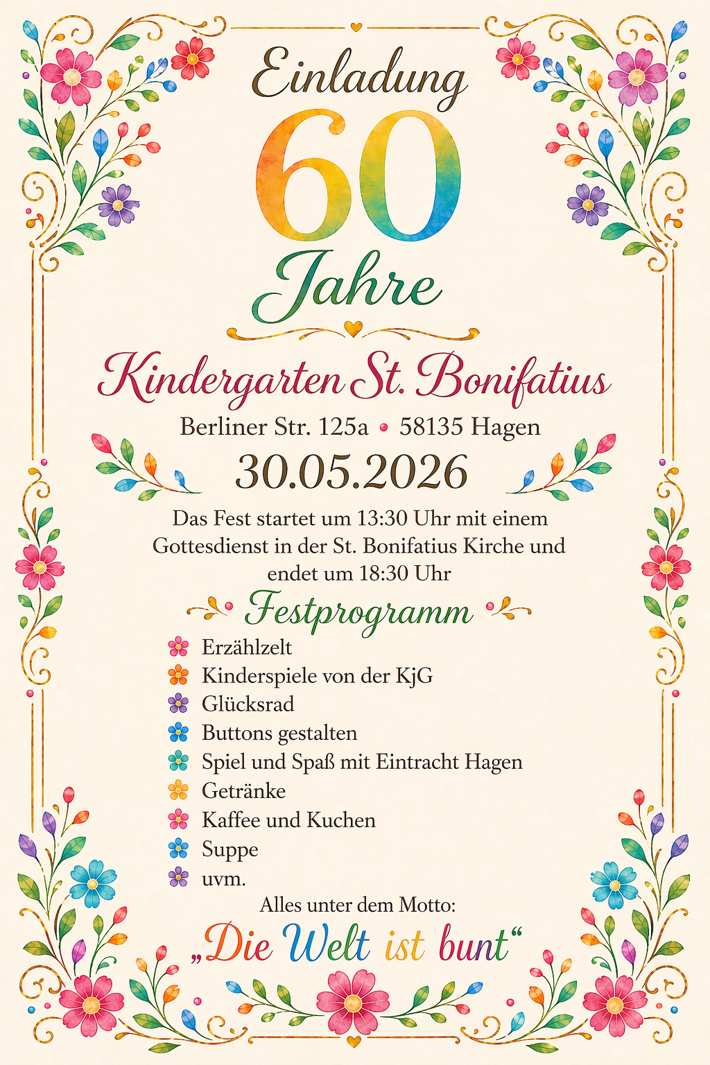 Herzliche Einladung zu unserem 60. Jubiläum